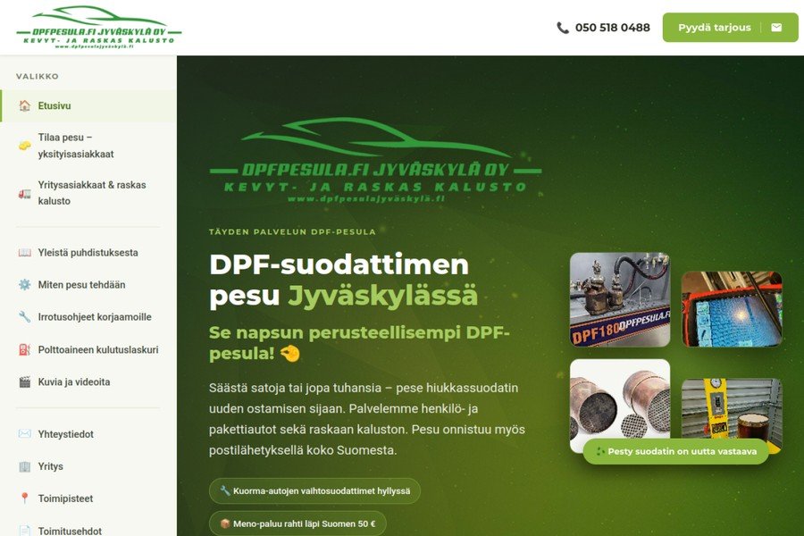 DPF-Pesula Jyväskylä - nettisivun hero-osio