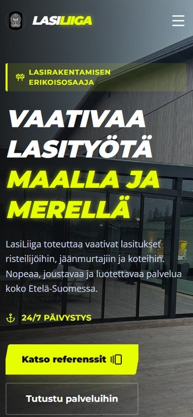 LasiLiigan nettisivu mobiilissa